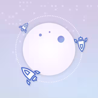 Schematische Rakete mit Emoji-Köpfen die aus dem Fenster der Rakete gucken