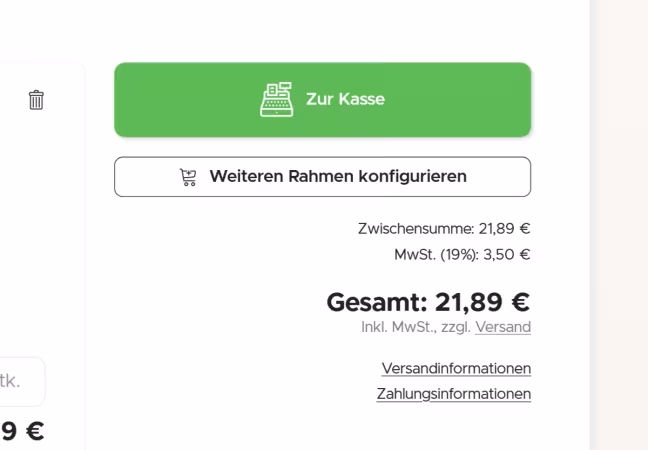 Auffälliger "Zur Kasse"-Button im Warenkorb
